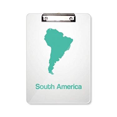 Imagem de Mapa de ilustração verde da América do Sul pasta, bloco de anotações, placa de apoio A4
