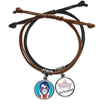 Imagem de DIYthinker Pulseira de couro feminina azul com corrente de mão e corrente chinesa