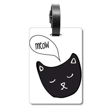Imagem de Black Cat Head Mewing Animal Mala de Bagagem Etiqueta Etiqueta de Bagagem Etiqueta para Bagagem
