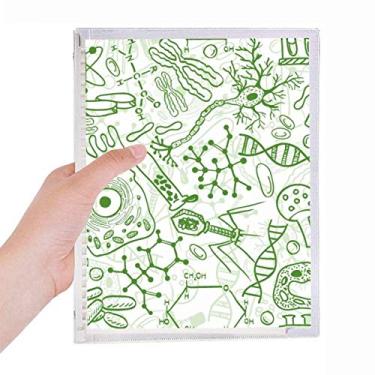 Imagem de Caderno biológico de folhas soltas com estrutura de células de microscópio verde