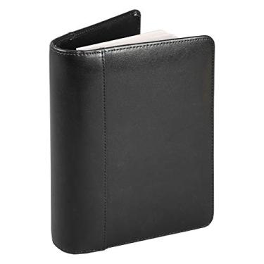 Imagem de Samsill Livro de cartões de visita 81270 Regal Leather com 6 argolas para fichário comporta 120 cartões de visita e índices de A Z, preto