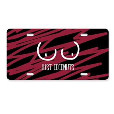 Imagem de Just Coconuts Placa de licença vermelha e rosa para decoração de carro, acessório de aço inoxidável