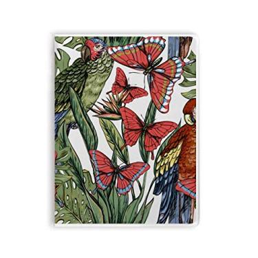 Imagem de Diário de capa macia para caderno de borboletas, folhas de planta, pássaro branco