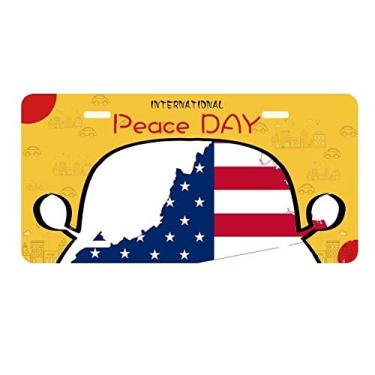 Imagem de DIYthinker Virginia USA Mapa Estrelas Listras Bandeira Forma Placa Placa de Carro Decoração Dia da Paz