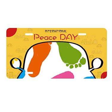 Imagem de DIYthinker Pôster moderno com pegada colorida, estilo moderno, placa de automóvel, etiqueta para decoração de carro, dia da paz