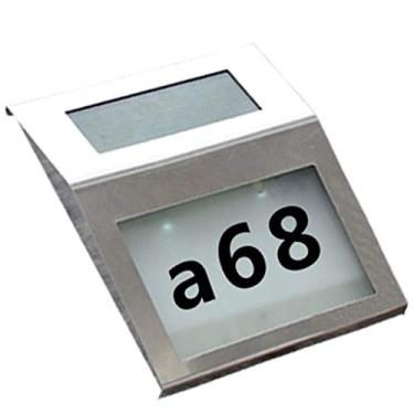 Imagem de Placas de número da casa com luz solar Placa de endereço Iluminação em aço inoxidável Lâmpada de parede com energia solar de rua Luz numérica alfanumérica