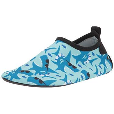 Imagem de Meias aquáticas infantis BFOEL de secagem rápida, leves, descalço, para meninas, meninos, esportes, praia, natação, surfe, ao ar livre, Shark Blue, 4.5 Toddler