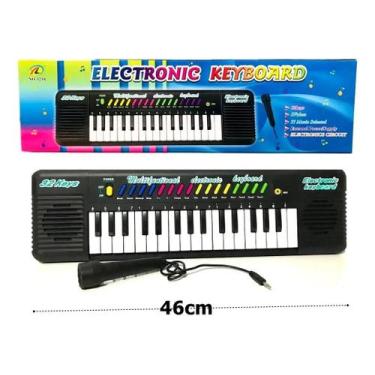 Piano Infantil Rosa Menina Musical Microfone Teclado em Promoção