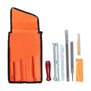 Imagem de Chusui 10 PCS Chainsaw Sharpener File Kit Ferramenta manual para afiar motosserra elétrica Inclui lima redonda de 5/32 3/16 7/32 polegadas, lima plana, cabo de madeira, guia de arquivamento, medido QL