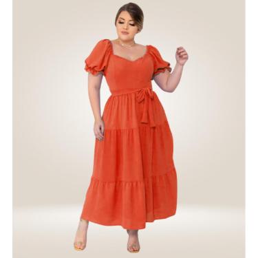 Imagem de Vestido Plus Size Longo Tres Marias Manga Princesa Liso