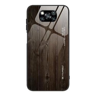 Imagem de Capa de telefone de vidro de grão de madeira para xiaomi poco x4 x5 pro f4 f3 m3 pro m5 macio pára-choques caso à prova de choque, 01, para poco f4