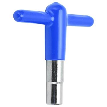 Imagem de Chave de afinação de bateria, alavanca de afinação leve e antiderrapante em forma de T com tampa de borracha para bateristas para substituição de chave de afinação de bateria velha ou(Azul)