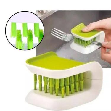 Imagem de Escova Limpeza Talher Faca Garfo Quadrada Bucha Concha Bar