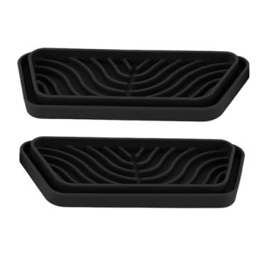 Imagem de Oubit 2 bandejas coletoras de silicone trapezoidal para geladeira – tapetes coletores de derramamento de água compatíveis com geladeiras GE e Samsung (preto)