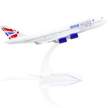 Imagem de QIYUMOKE 1/400 British Plane 747 Model - Kit de modelo de aviões de metal fundido com suporte (6 polegadas) Boeing 747 Airways Model Plane para entusiastas da aviação Presente, decorações de exibição