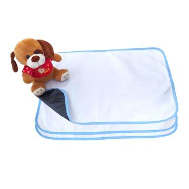 Imagem de Tapete Higiênico Lavável Kit com 3 unidades - Borda Azul G 70x50cm - 200 lavagens