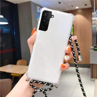 Imagem de Capa de telefone de silicone macio à prova de choque para Samsung M14 A54 A14 A34 A24 A23 A04E Crossbody Colar Cord Strap Lanyard Cover, arroz preto, para A04 Core