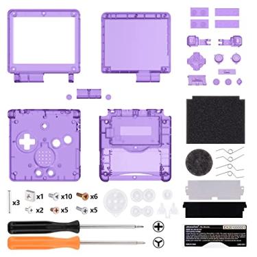 Imagem de EXtremeRate EXtremeRate Clear Atomic Purple Custom Replacement Shell Shell Shell for Gameboy Advance SP GBA SP – Compatível com IPS e LCD padrão – Console e tela não incluídos