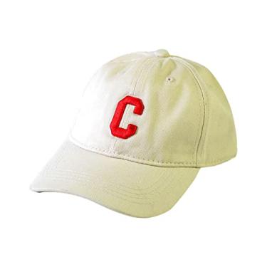 Imagem de Boné de beisebol infantil simples impressão de letras moda unissex boné infantil primavera verão meninos meninas chapéu viseira de sol, Bege, One Size