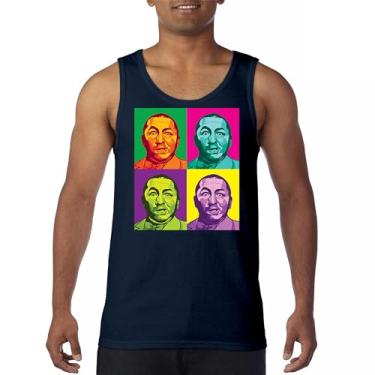 Imagem de Camiseta regata masculina engraçada American Legends 3 Moe Larry Shemp Wise Guys Classic Trio Curly Squared The Three Stooges, Azul marinho, GG