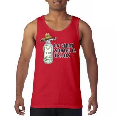 Imagem de Camiseta regata masculina My Spirit Animal is Tequila Five de Mayo Party Drinking, Vermelho, XXG