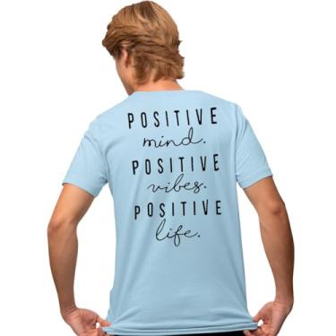 Imagem de Camisa Camiseta Genuine Grit Masculina Estampada Algodão 30.1 Positive Life - GG - Azul Bebe