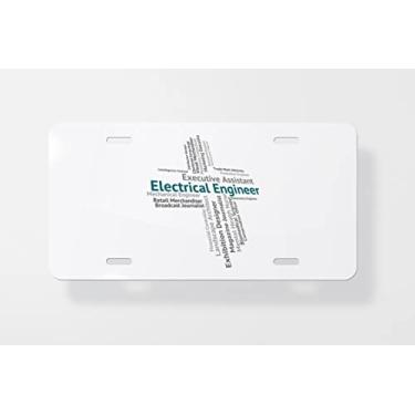Imagem de O engenheiro elétrico representa as palavras atuais e a capa para placa de licença eletricista – Capa para placa de carro – Capa para moldura de placa de carro 15 x 30 cm