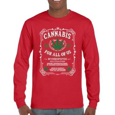 Imagem de Camiseta de manga comprida Cannabis for All 420 Weed Leaf Smoking Marijuana Legalize Pot Funny High Stoner Humor Pothead, Vermelho, M