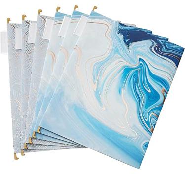 Imagem de Fei Bi Pacote com 6 pastas de arquivos suspensas, organizador de arquivos, tamanho carta 1/5, abas ajustáveis para casa, escritório, sala de aula, douramento 23,6 cm x 12,8 pol