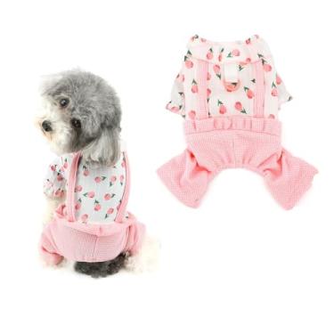 Imagem de Ranphy Camisas florais para cães da moda, macacões para cães pequenos, roupas fofas para cachorro primavera verão roupas de quatro pernas Yokie Chihuahua roupas de gatos, rosa, P