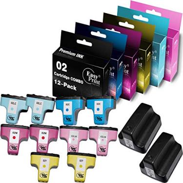 Imagem de EASYPRINT (2 peças, 2 pretos, 2x ciano, 2x magenta, 2x amarelo, 2x ciano claro, 2x magenta claro) substituição compatível para HP 02 para uso com PhotoSmart C7280 C6280 C5180 C6180 D7360 C7200, pacote com 12 unidades