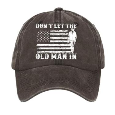 Imagem de Boné Don't Let The Old Man in Hat Country Music Boné Old Man Vintage Bandeira Americana Chapéus Western Country Unissex, Café, M