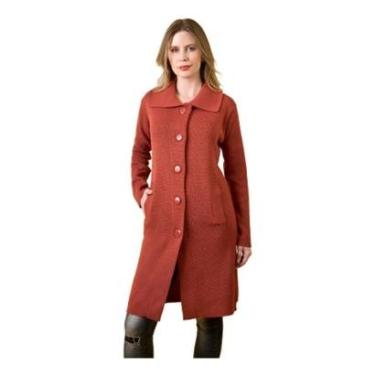 Imagem de Sobretudo Feminino Manga Longa Lã Premium Botão Bolso Quente-Feminino