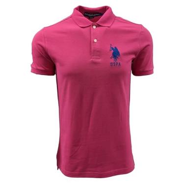 Imagem de U.S. Polo Assn. Camisa polo masculina lisa piquê, Pink Paradise, GG