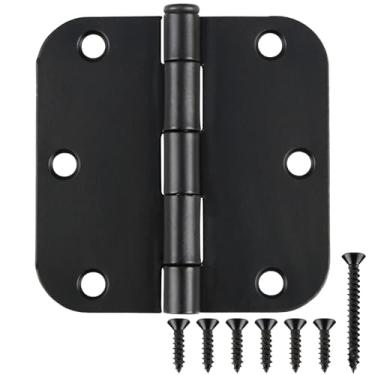Imagem de Pacote com 18 Dobradiças para porta pretas foscas 9,5 x 9,5 polegadas Interior 8,5 polegadas Dobradiças para porta para portas Arredondadas 5/8" Radius Corners Flat Iron Dobradiça 3 ½" x 3 ½" Controles de ferragens para portas