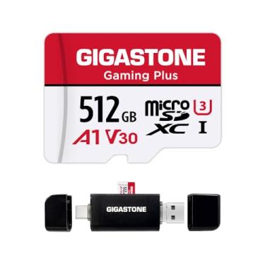 Imagem de [Gigastone] Cartão micro SD de 512 GB com leitor de cartão USB tipo C, Gaming Plus, cartão de memória MicroSDXC para Nintendo-Switch, gravação de vídeo 4K, UHS-I A1 U3 V30 C10, até 100 MB/s, com