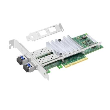 Imagem de Buacoz Placa de rede de fibra óptica de fibra óptica PCI-E X8 Dual SFP+ de 10 Gb, (com módulo óptico de modo único de 2 peças) com chip Intel 82599 - adaptador de servidor Ethernet X520-LR2 compatível