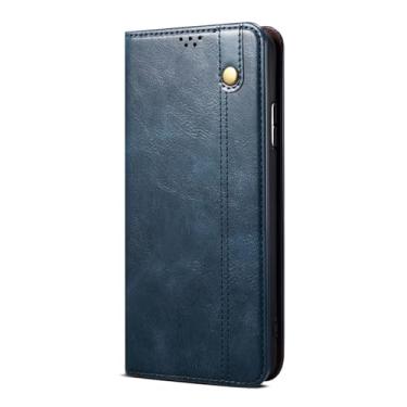 Imagem de LTLMYDAM Capa carteira para Huawei Pura 70 Ultra/70 Pro/70 Pro+/70, capa de telefone de couro encerado a óleo com compartimento para cartão, suporte flip, capa interna macia, azul, 70 Ultra