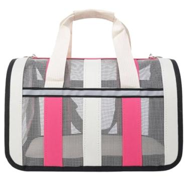 Imagem de Bolsa Transporte Gato Cachorro Cães Pet Avião Viagem Passeio Carro Com Alça De Ombro E Tapete Interno (Rosa, Até 10kg)