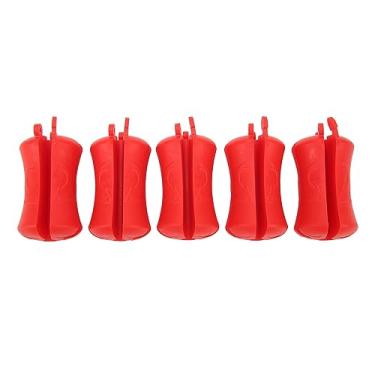 Imagem de Vara de Pesca 5 Peças, Bola Fixa, Elasticidade de Silicone, Vara de Pesca Portátil, Feixe, Vara de Pesca, Clipe de Encadernação para Entusiastas da Pesca (Vermelho)