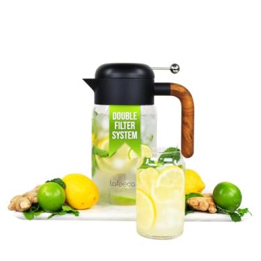 Imagem de LAFEECA Máquina de chá gelado e infusor - Jarro grande com tampa hermética para fermentação fria - Filtro ultra duplo inoxidável - Jarra Tritan - 2000 ml - Preto