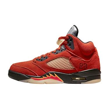 Imagem de Tênis feminino retrô Air Jordan 5, Nascer do sol marciano/preto - vermelho fogo, 5.5 UK (8 US)