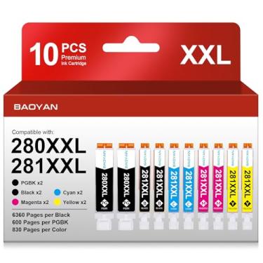 Imagem de BAOYAN Pacote com 10 cartuchos de tinta PGI-280XXL/CLI-281XXL de substituição para Canon 281 para Canon 280 281 cartuchos de tinta compatíveis com PIXMA TR8520 TR8620a TR8620 TR7520 TR8600 TS6120