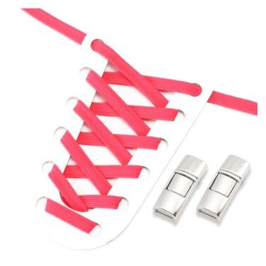 Imagem de No Tie Shoe Laces Men And Women Sneakers Metal Lock Lazy People Shoelace Elastic Shoelaces Shoe Accessories(Fluorescent red)