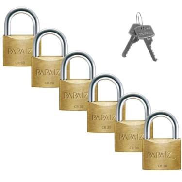 Imagem de Cadeado Pequeno 30mm Haste Curta Latão Maciço Dourado Com Chave | Kit 06 Un