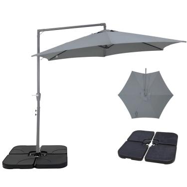 Imagem de Kit Ombrelone Lateral Suspenso 3m Veneza Com Manivela + Base 60L Quadrada - Belfix