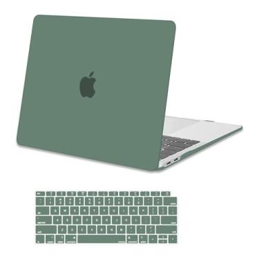 Imagem de MOSISO Compatível com MacBook Air 13 polegadas 2022 2021 2020 2019 2018 versão A2337 M1 A2179 A1932 Touch ID, capa rígida de plástico e capa de teclado para MacBook Air 13,3 polegadas, verde