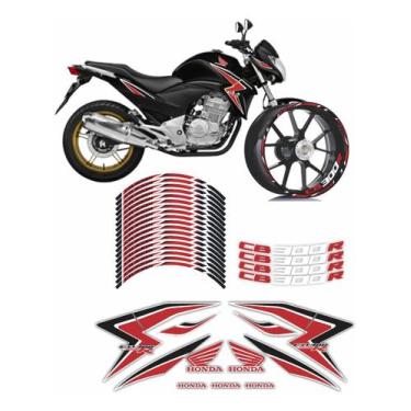 Imagem de Kit Friso De Roda + Carenagem Honda Cb 300r 2015 Vermelho - Resitank