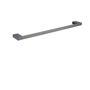 Imagem de Acessórios de banheiro cinza prateleiras de gancho de toalha cabide de papel suporte de escova de banheiro conjunto de prateleira de vidro de armazenamento de canto, barra de toalha única