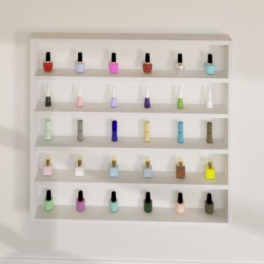 Imagem de Kit 5 Prateleiras Nicho Organizador Expositor Esmaltes Mdf Branco - De